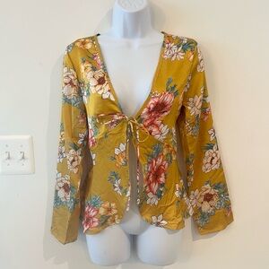 Nasty Gal silk tie up long sleeve